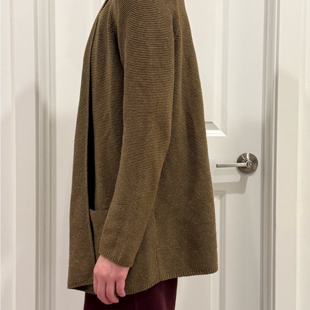 J.Jill Stylish olive/brown Open Knit Sweater size Med - Picture 4 of 7